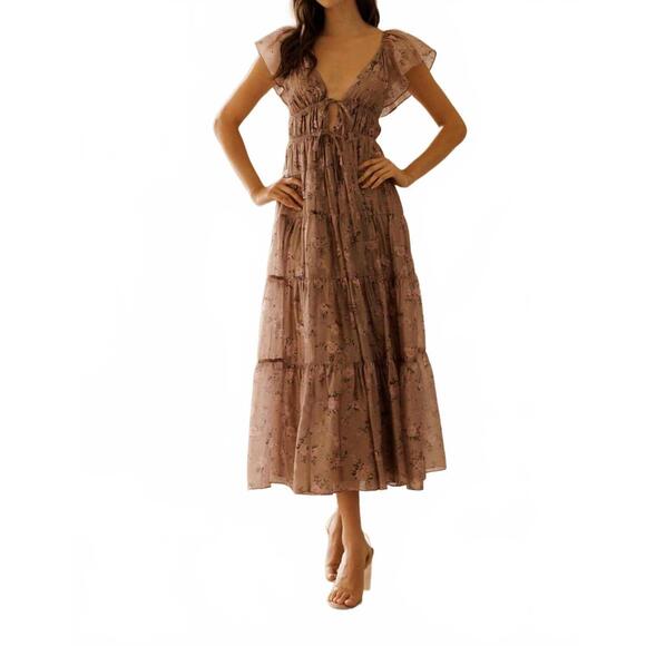STORIA Dresses & Skirts - NEW STORIA tilly tie front midi dress in mauve floral